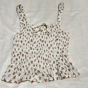 Floral Smocked White Top